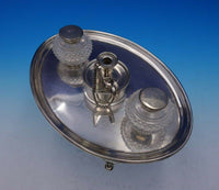 English Georgian Sterling Silver Double Inkwell w/Footed Tray Circa 1796 (#3687)