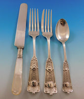 Ribbon by Wendt Sterling Silver Flatware Service for 8 Set 50 pcs Antique c1870