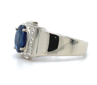 14k White Gold 1.53ct Genuine Natural Sapphire Men's Ring Jewelry (#J5833)