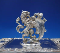 Maintenon by Shiebler Sterling Silver and Wood Desk Blotter Stamp Box Lion #4946