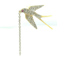 18k Yellow Gold Genuine Natural Diamond Bird Swallow Earrings (#J5344)