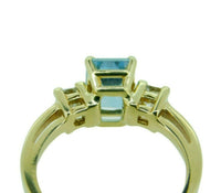 14k Yellow Gold Fine 1.38ct Genuine Natural Aquamarine and Diamond Ring (#J4644)