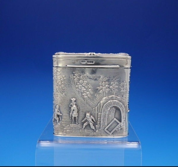 Maurice Freeman English Sterling Silver Tea Caddy w/ Hunting and Scenery (#3682)
