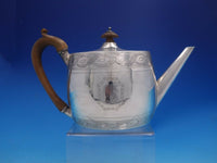 Georgian John Touliet English Sterling Silver Tea Pot Wood Handle (#4081)