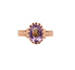 14k Yellow Gold Victorian Genuine Natural Amethyst Rose of Sharon Ring (#J6142)
