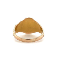 10k Yellow Gold Victorian Child's Signet Ring w/ Flowers and Mono "KMM" (#J5692)