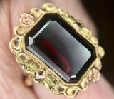 10k Yellow Gold 8.4 Carat Genuine Natural Garnet Ring with Flowers (#J1857)