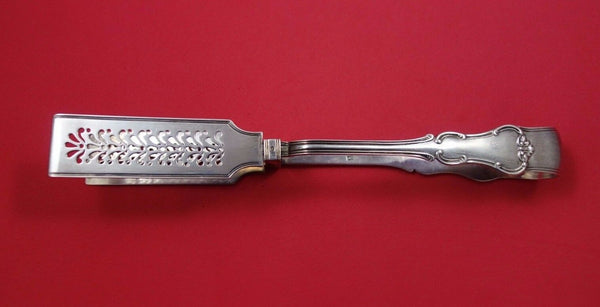 English Sterling Silver Asparagus Serving Tong Yoked Pierced 10 1/8"