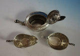 German .800 Silver Tea Set 3pc Figural Repoussed Cupids and Flowers  (#2902)