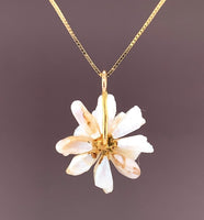 14k Yellow Gold Freshwater Pearls and Sapphire Daisy Pendant Jewelry (#J4957)