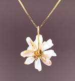 14k Yellow Gold Freshwater Pearls and Sapphire Daisy Pendant Jewelry (#J4957)