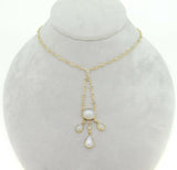 14k Yellow Gold Genuine Natural Moonstone Cabochon Necklace 15 Carats (#J4195)