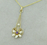 10k Yellow Gold Lavaliere Pendant Freshwater River Pearls (#J4817)