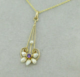 10k Yellow Gold Lavaliere Pendant Freshwater River Pearls (#J4817)