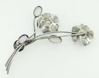 Sterling Moonstones and Amethyst Flower Pin (#J4258)