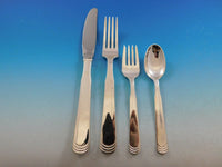 Kristine by Hans Hansen Danish Sterling Silver Flatware Set for 12 Service 75 pc