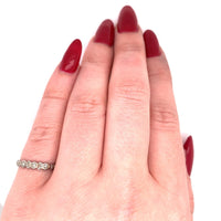 18k White Gold Petite Three Stone Genuine Natural Diamond Ring Band (#J5726)