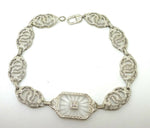 Filigree Art Deco 10K White Gold Genuine Natural Camphor Bracelet (#C3774)