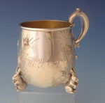 Tiffany & Co. Sterling Baby Cup with 3-D Rabbits Chased Grasses & Foliage #0127