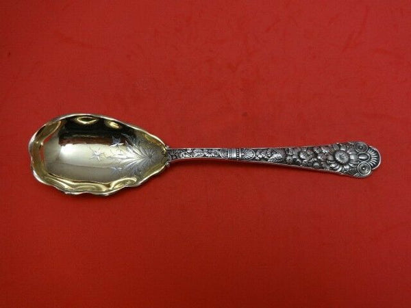 Cluny by Gorham Sterling Silver Berry Spoon Gold Washed Brite-Cut 8 1/2"