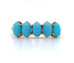 10k Yellow Gold Victorian 5-Stone Turquoise Glass Ring Size 7.75 (#J5858)