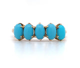 10k Yellow Gold Victorian 5-Stone Turquoise Glass Ring Size 7.75 (#J5858)