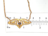 14k and 8k German Jugendstil Necklace Sapphires and Pearl Jewelry (#J6162)
