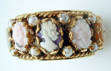 Large 14k Yellow Gold Wide Eternity Band Cameo Ring (#J2465)