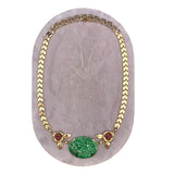14k Yellow Gold Retro Jadeite Jade and Ruby Necklace with GIA Report (#J5666)