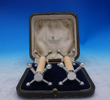 Charles Boyton English Sterling Silver Knife Rest Pair Large w/ Bone/Box (#3891)