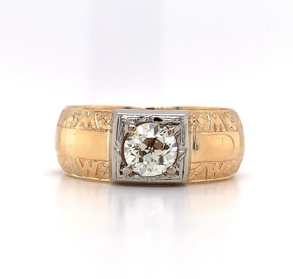 18k Men's 1.04ct European Cut Genuine Natural Diamond Ring w/GIA Report (#J5767)