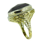 Art Deco 14k Gold Huge Genuine Natural Garnet Filigree Ring (#J651)
