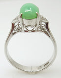 14k White Gold Jadeite Jade and Diamond Ring with Report (#J3288)