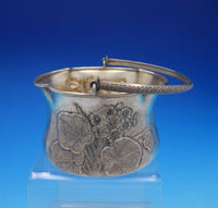 Wood and Hughes Sterling Silver Basket w/Handle Hammered Flowers GW #227 (#4344)