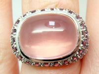 14k White Gold Pink Genuine Natural Tourmaline and Rose Quartz Ring (#J2976)