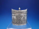 Dutch Silver Tea Caddy with Windmill Scenes and Finial Top Lid Vintage (#4486)