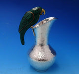 Mexican Silverplate Milk Pitcher with Green Parrot (#4654)