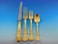 English King Vermeil by Tiffany Sterling Silver Flatware Set 12 Service 75 pc Dn