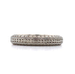 18k White Gold Men's Wedding Ring Chevron Band Jewelry Engraved 1926 (#J5731)