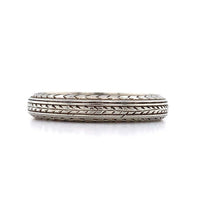 18k White Gold Men's Wedding Ring Chevron Band Jewelry Engraved 1926 (#J5731)