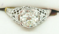 18K Gold European Cut .56ct Genuine Natural Diamond Filigree Ring (#C2360)