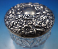 Dominick and Haff Sterling Silver and Glass Dresser Jar Repousse Flowers #6873-2