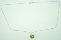 14K Gold 4.41ct Brilliant Cut Genuine Natural Peridot Pendant w/ Diamond #J2856