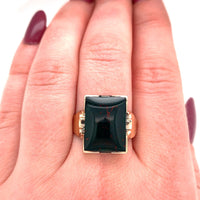 10k Yellow Gold Men's Large Genuine Natural Bloodstone Ring Jewelry (#J5679)