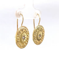 14k Yellow Gold Earrings with Rose Cut Genuine Natural Diamonds (#J6128)