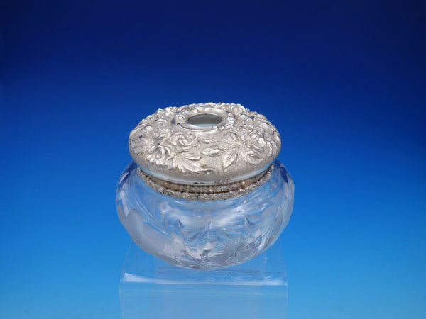 Rose by Stieff Hair Receiver Sterling Silver Lid and Daisy Jar Repousse (#4395)