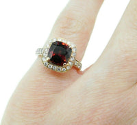 14k Rose Gold 2.46 Carat Genuine Natural Garnet and Diamond Ring (#J4794)