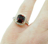 14k Rose Gold 2.46 Carat Genuine Natural Garnet and Diamond Ring (#J4794)