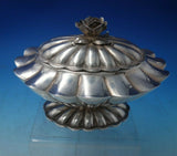 Hungarian Sterling Silver Tea Caddy Oval Fluted with 3-D Rose Finial (#5512)