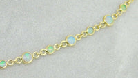 14k Yellow Gold Genuine Natural Opal Cabochon Necklace 12 Carats (#J4198)